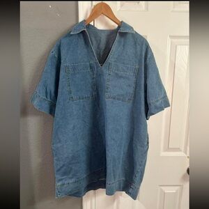 Oversized denim mini dress